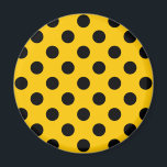 Black polka dots på gult magnet<br><div class="desc">Black polka dots på gult</div>