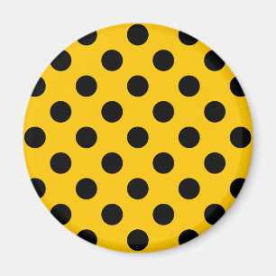 Black polka dots på gult magnet