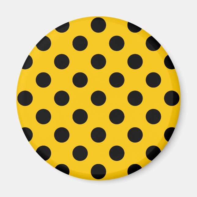 Black polka dots på gult magnet (Framsidan)