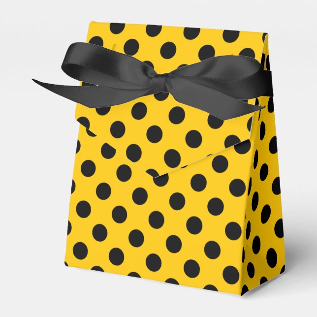 Black polka dots på gult presentaskar (Framsidan Sidan)