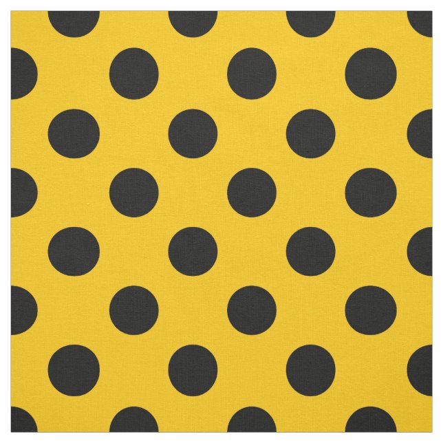Black polka dots på gult tyg (Provkarta)
