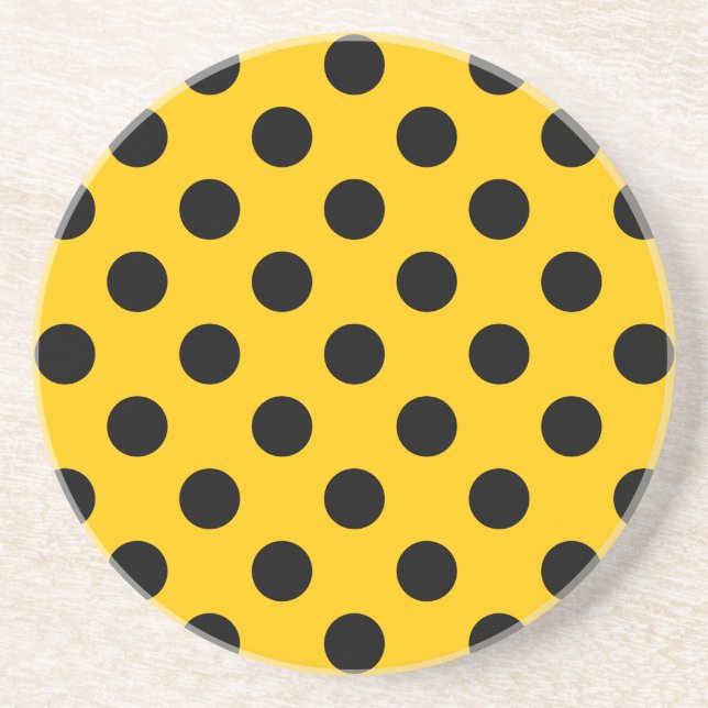 Black polka dots på gult underlägg sandsten (Framsidan)