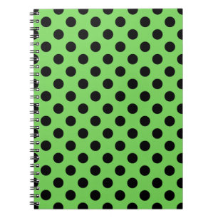 Black polka dots på kalkgrönt kalk anteckningsbok med spiral