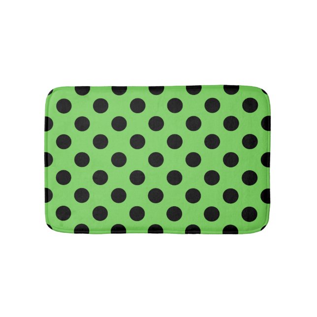 Black polka dots på kalkgrönt kalk badrumsmatta (Framsidan)