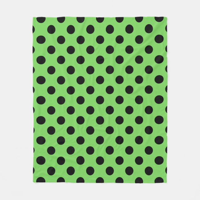 Black polka dots på kalkgrönt kalk fleecefilt (Framsidan)