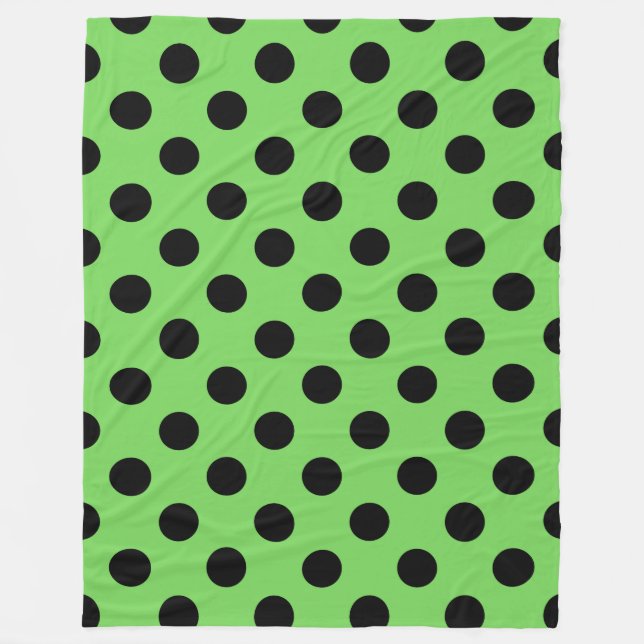 Black polka dots på kalkgrönt kalk fleecefilt (Framsidan)