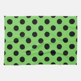 Black polka dots på kalkgrönt kalk kökshandduk