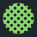 Black polka dots på kalkgrönt kalk magnet<br><div class="desc">Black polka dots på kalkgrönt kalk</div>