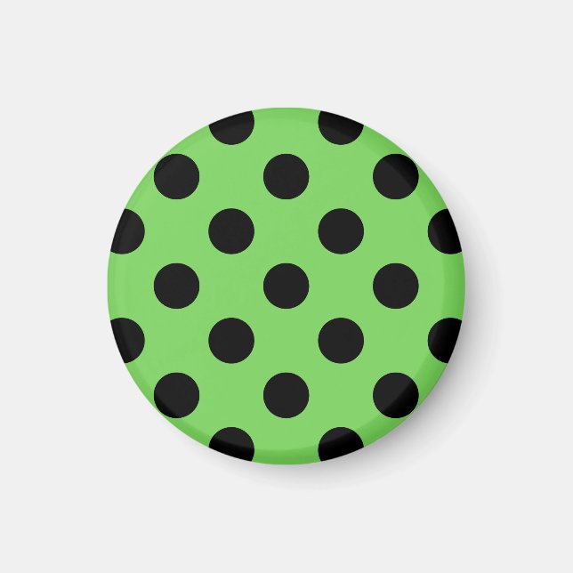 Black polka dots på kalkgrönt kalk magnet (Framsidan)
