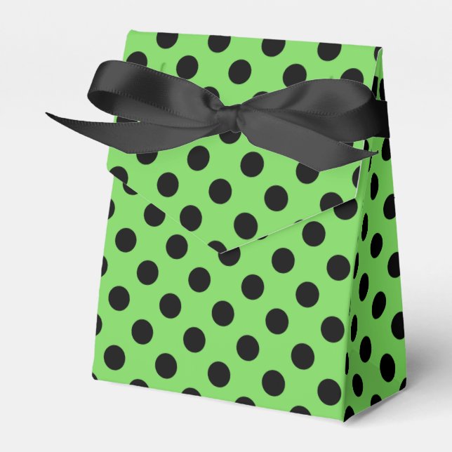 Black polka dots på kalkgrönt kalk presentaskar (Framsidan Sidan)