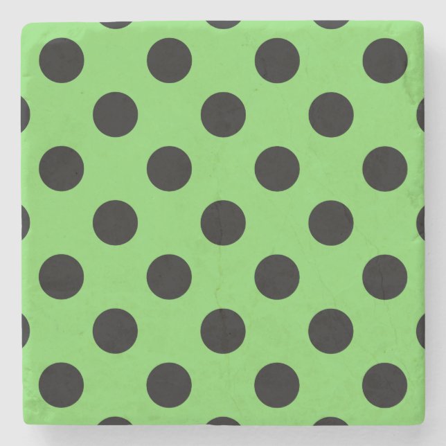 Black polka dots på kalkgrönt kalk underlägg sten (Framsidan)