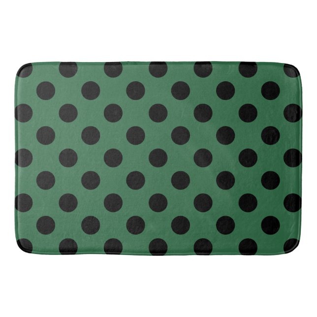 Black polka dots på kelly grönt badrumsmatta (Framsidan)