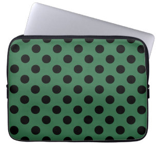 Black polka dots på kelly grönt laptop fodral