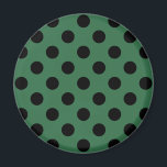 Black polka dots på kelly grönt magnet<br><div class="desc">Black polka dots på kelly grönt</div>