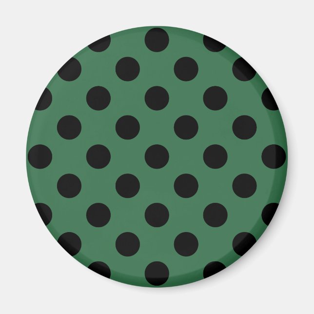 Black polka dots på kelly grönt magnet (Framsidan)