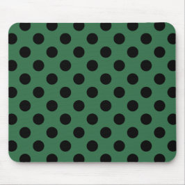 Black polka dots på kelly grönt musmatta