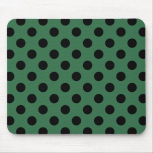 Black polka dots på kelly grönt musmatta