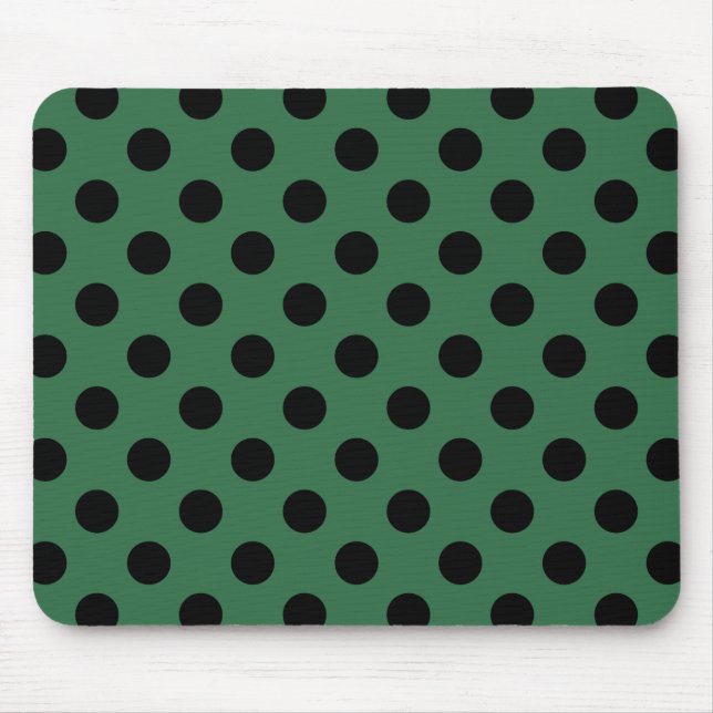 Black polka dots på kelly grönt musmatta (Framsidan)