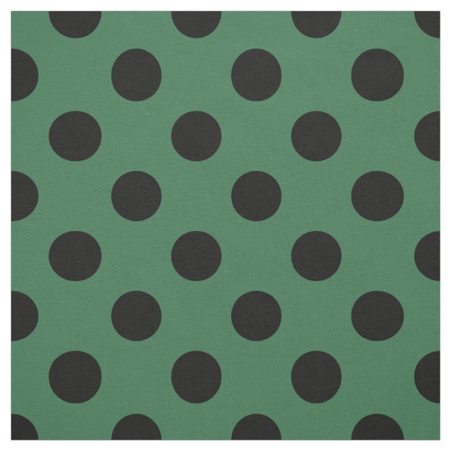 Black polka dots på kelly grönt tyg (Provkarta)
