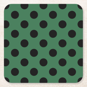 Black polka dots på kelly grönt underlägg papper kvadrat