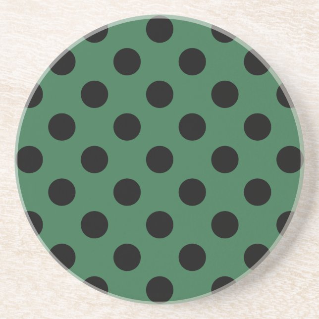Black polka dots på kelly grönt underlägg sandsten (Framsidan)