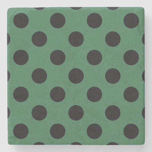 Black polka dots på kelly grönt underlägg sten (Framsidan)