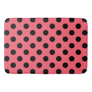 Black polka dots på korall badrumsmatta