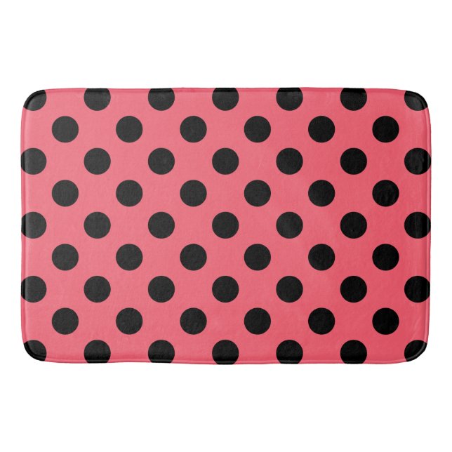 Black polka dots på korall badrumsmatta (Framsidan)