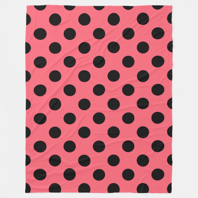 Black polka dots på korall fleecefilt (Framsidan)