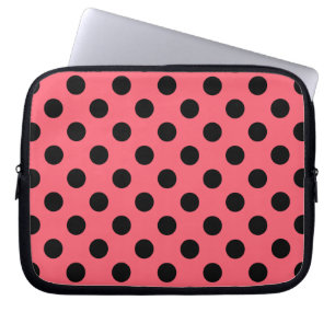 Black polka dots på korall laptop fodral