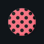Black polka dots på korall magnet<br><div class="desc">Black polka dots på korall</div>