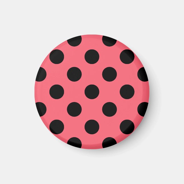 Black polka dots på korall magnet (Framsidan)