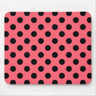 Black polka dots på korall musmatta