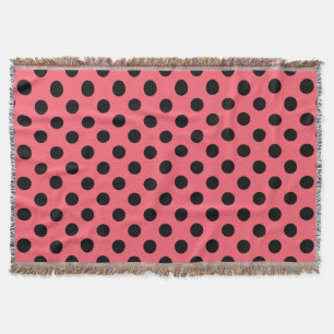 Black polka dots på korall mysfilt