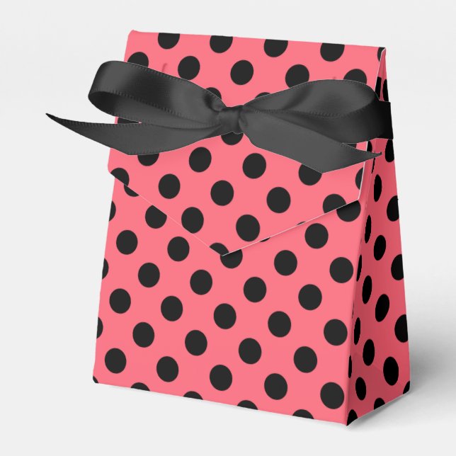 Black polka dots på korall presentaskar (Framsidan Sidan)