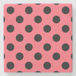 Black polka dots på korall stenunderlägg