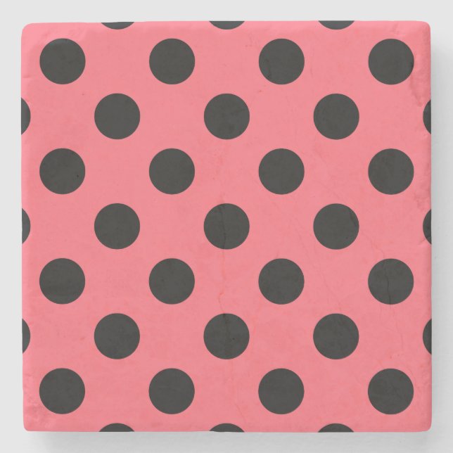 Black polka dots på korall stenunderlägg (Framsidan)