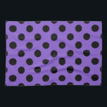 Black polka dots på lavender kökshandduk<br><div class="desc">Black polka dots på lavender</div>