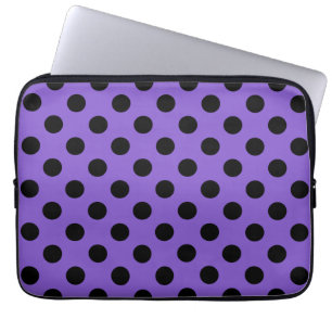 Black polka dots på lavender laptop sleeve