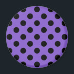 Black polka dots på lavender magnet<br><div class="desc">Black polka dots på lavender</div>