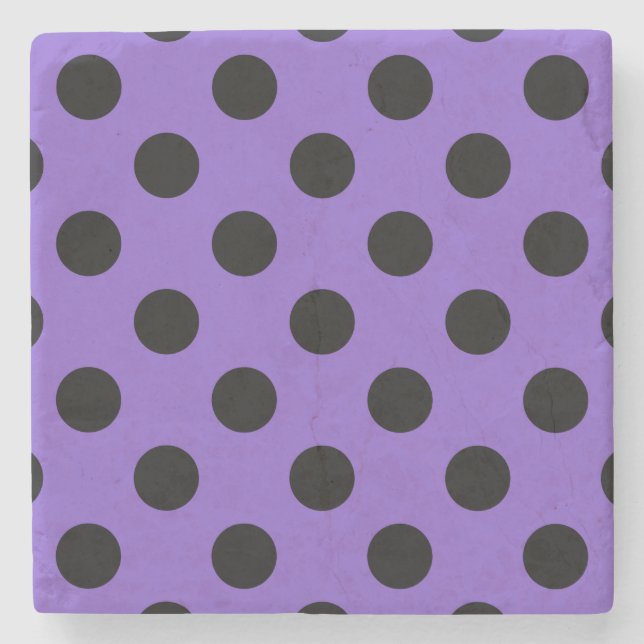 Black polka dots på lavender stenunderlägg (Framsidan)