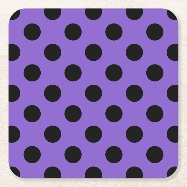 Black polka dots på lavender underlägg papper kvadrat (Framsidan)