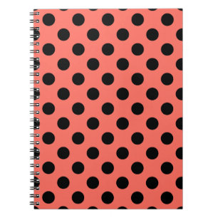 Black polka dots på levande korall anteckningsbok
