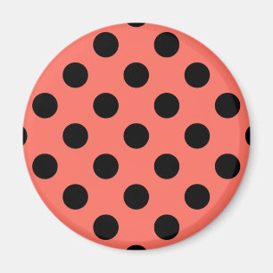 Black polka dots på levande korall magnet