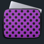 Black polka dots på lila laptop sleeve<br><div class="desc">Black polka dots på lila</div>
