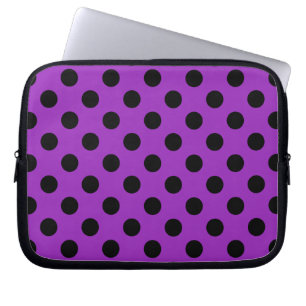 Black polka dots på lila laptop sleeve