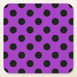 Black polka dots på lila underlägg papper kvadrat
