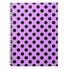 Black polka dots på lilac anteckningsbok med spiral