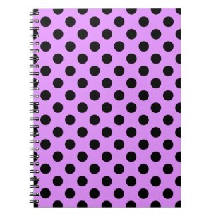 Black polka dots på lilac anteckningsbok med spiral