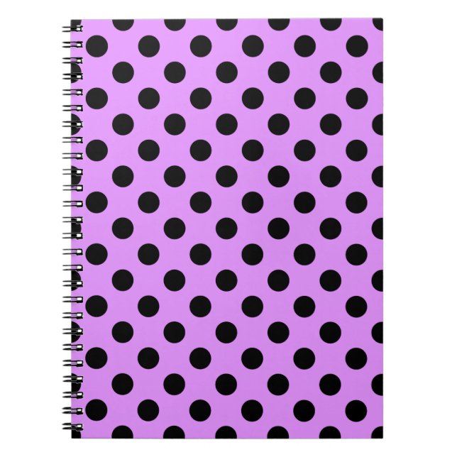 Black polka dots på lilac anteckningsbok med spiral (Framsidan)